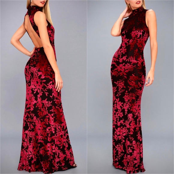 🌸 RARE “Japan Bound” Velvet Floral Backless Dress - Picture 11 of 12